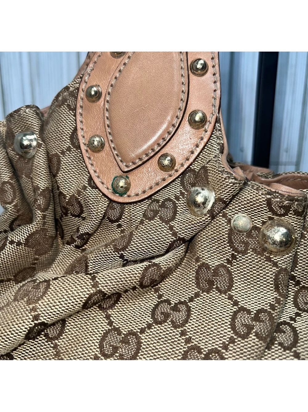 Gucci Sukey Large Tote Bag | GG Monogram Canvas with Leather Trim & Stud Details - Picture 6 of 16